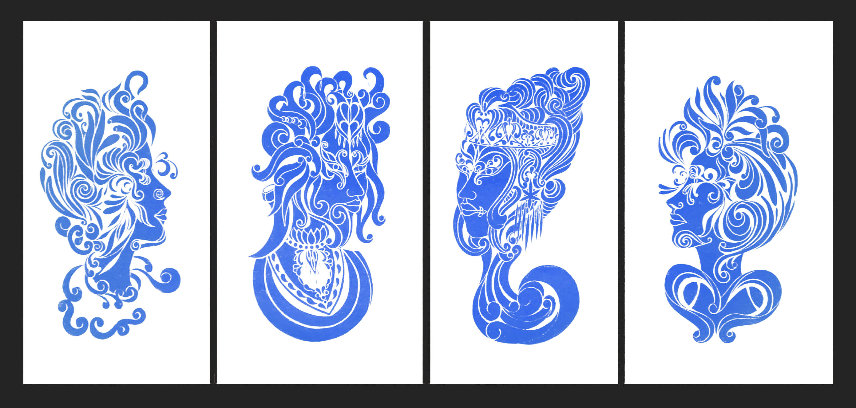 Bleu Ensemble — linocut